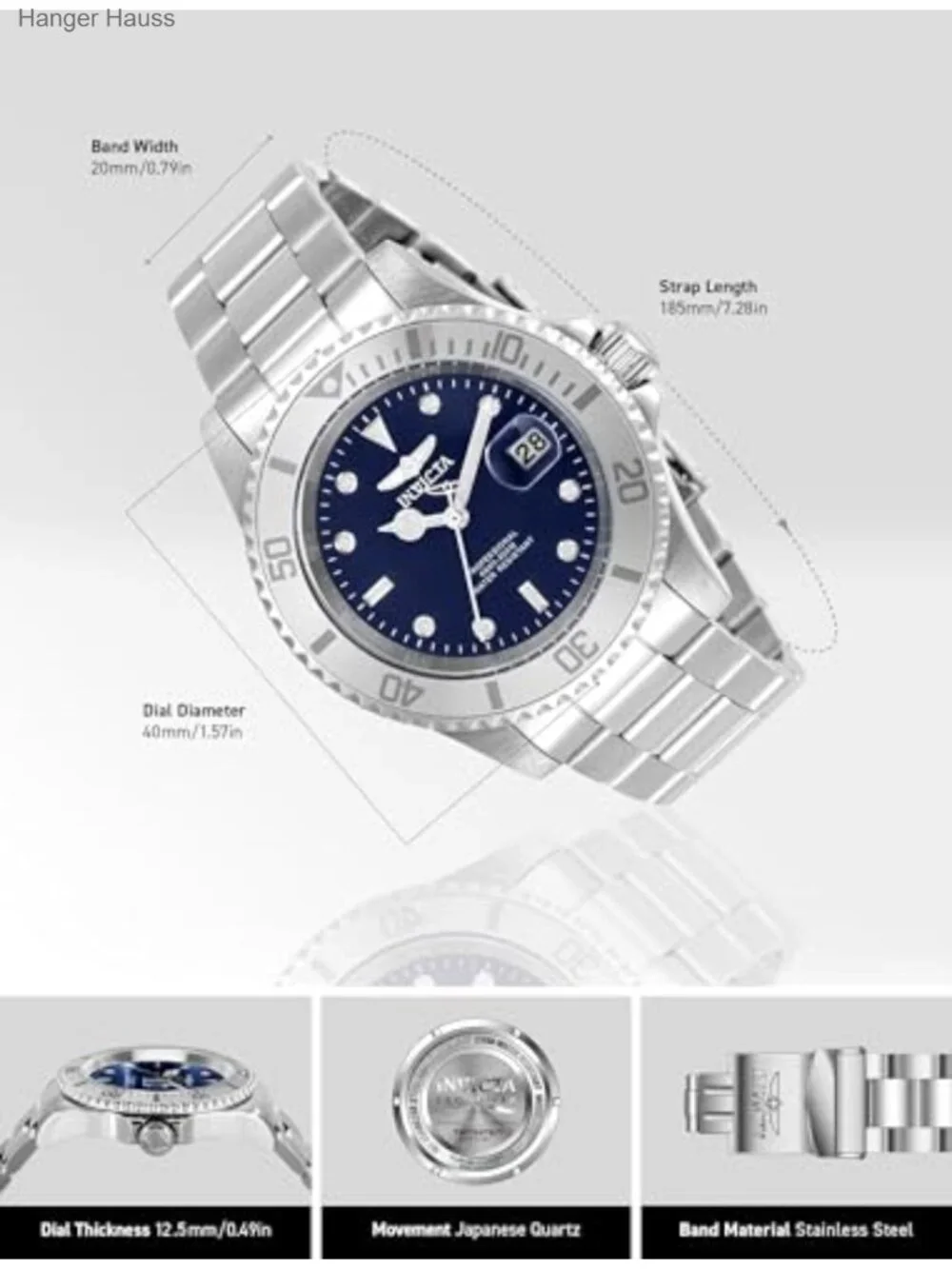 Men's Pro Diver Stainless Steel Watch 40mm Japanese Quartz 200m Water Resistant